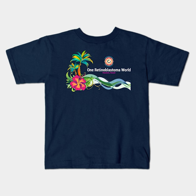 One Rb World 2024 Palm Trees, Waves, and Hibiscus Kids T-Shirt by World Eye Cancer Hope